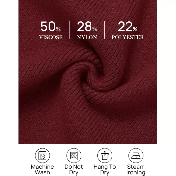 imageZESICA Womens 2023 Fall Turtleneck Sweaters Dress Oversized Long Lantern Sleeve Casual Knit Pullover Short DressesWine