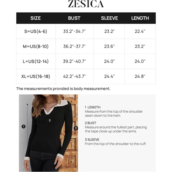 imageZESICA Womens 2023 Fall V Neck Shirts Long Sleeve Ribbed Knit Sweater Lapel Slim Fitted Casual Basic Tee TopsDim
