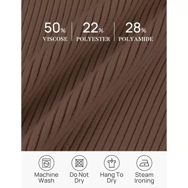 imageZESICA Womens 2023 Fall V Neck Shirts Long Sleeve Ribbed Knit Sweater Lapel Slim Fitted Casual Basic Tee TopsMocha