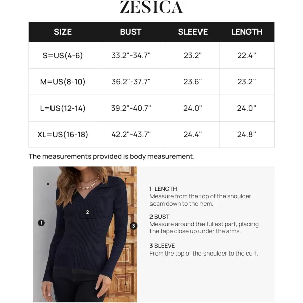 imageZESICA Womens 2023 Fall V Neck Shirts Long Sleeve Ribbed Knit Sweater Lapel Slim Fitted Casual Basic Tee TopsNavy
