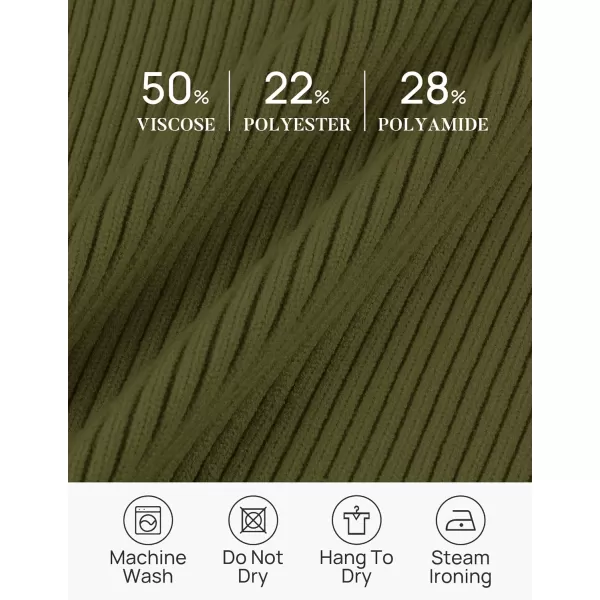 imageZESICA Womens 2023 Fall V Neck Shirts Long Sleeve Ribbed Knit Sweater Lapel Slim Fitted Casual Basic Tee TopsOlive