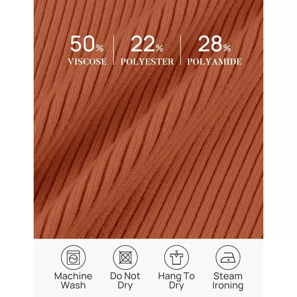 imageZESICA Womens 2023 Fall V Neck Shirts Long Sleeve Ribbed Knit Sweater Lapel Slim Fitted Casual Basic Tee TopsOrange