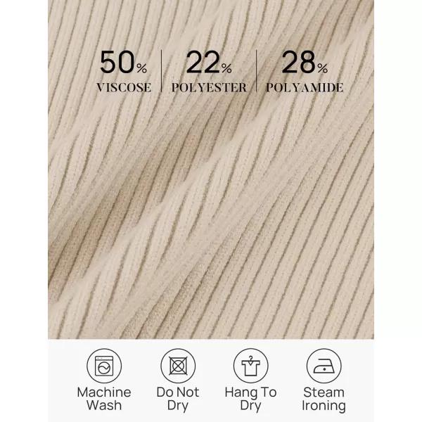 imageZESICA Womens 2023 Fall V Neck Shirts Long Sleeve Ribbed Knit Sweater Lapel Slim Fitted Casual Basic Tee TopsSand