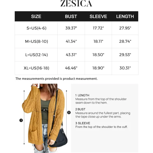 imageZESICA Womens 2023 Fall Winter Chunky Cable Knit Open Front Sweater Long Sleeve Casual Loose Cardigan Outerwear CoatsGinger
