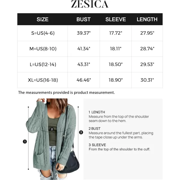 imageZESICA Womens 2023 Fall Winter Chunky Cable Knit Open Front Sweater Long Sleeve Casual Loose Cardigan Outerwear CoatsLake