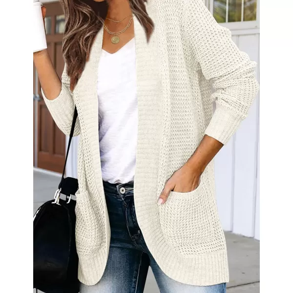 imageZESICA Womens 2023 Fall Winter Long Sleeve Open Front Casual Lightweight Soft Knit Cardigan Sweater OuterwearApricot