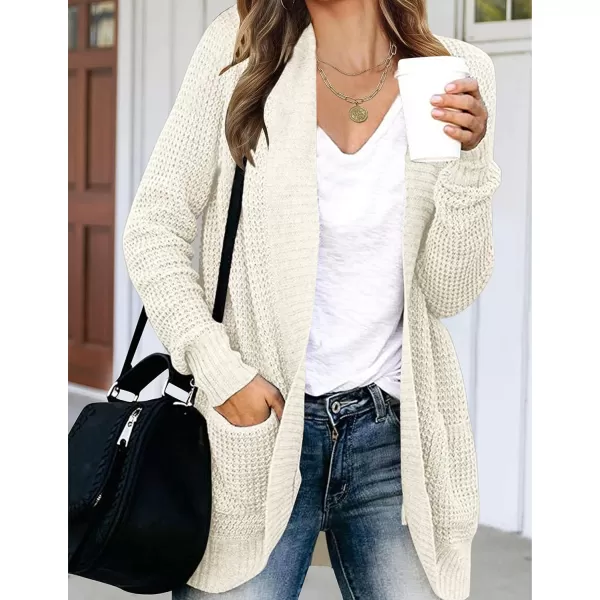 imageZESICA Womens 2023 Fall Winter Long Sleeve Open Front Casual Lightweight Soft Knit Cardigan Sweater OuterwearApricot