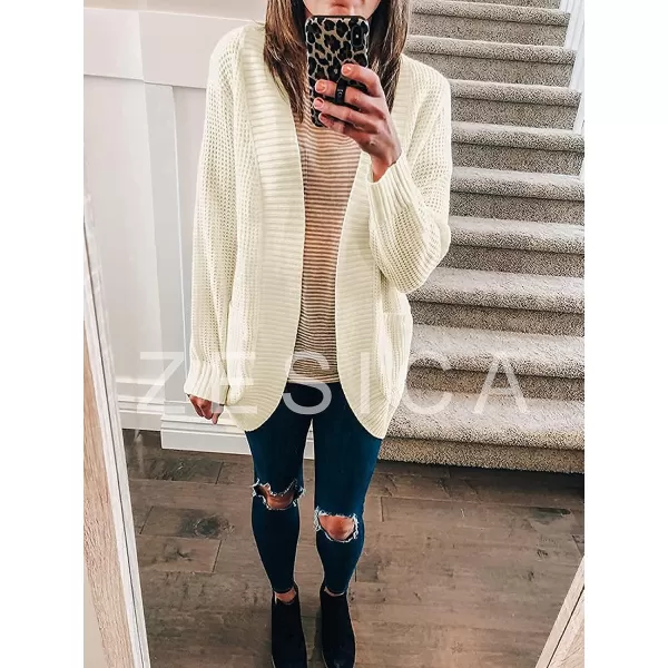 imageZESICA Womens 2023 Fall Winter Long Sleeve Open Front Casual Lightweight Soft Knit Cardigan Sweater OuterwearApricot