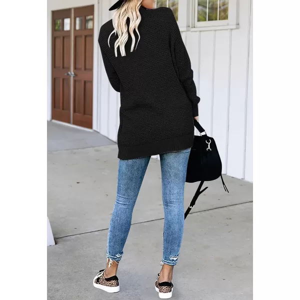 imageZESICA Womens 2023 Fall Winter Long Sleeve Open Front Casual Lightweight Soft Knit Cardigan Sweater OuterwearBlack