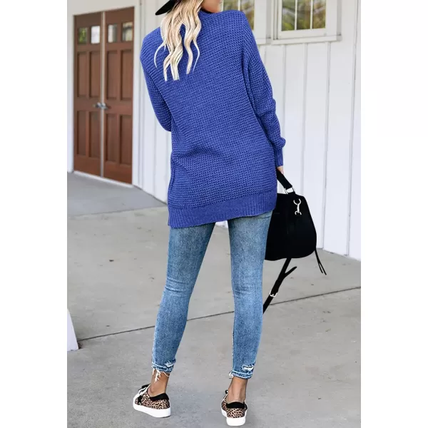 imageZESICA Womens 2023 Fall Winter Long Sleeve Open Front Casual Lightweight Soft Knit Cardigan Sweater OuterwearBlue