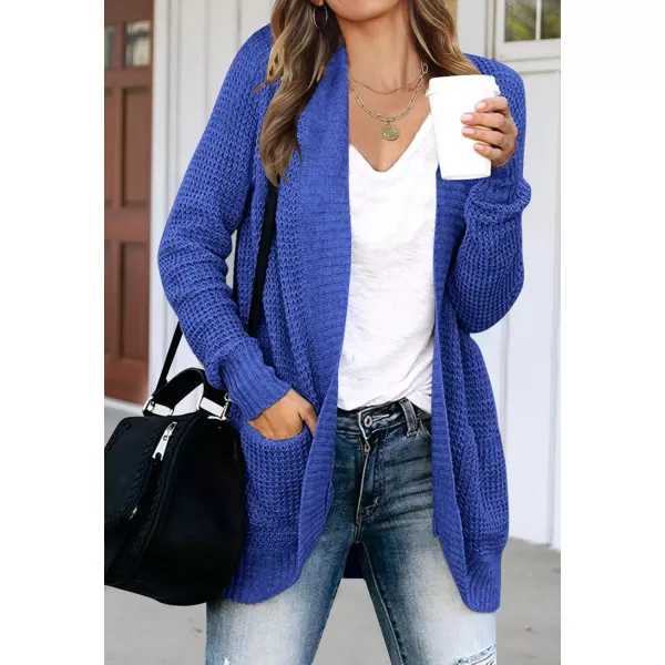 imageZESICA Womens 2023 Fall Winter Long Sleeve Open Front Casual Lightweight Soft Knit Cardigan Sweater OuterwearBlue