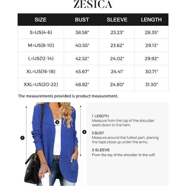 imageZESICA Womens 2023 Fall Winter Long Sleeve Open Front Casual Lightweight Soft Knit Cardigan Sweater OuterwearBlue