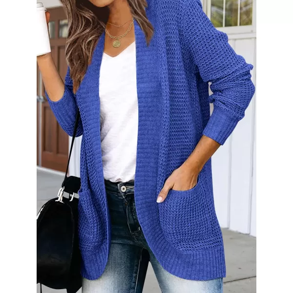 imageZESICA Womens 2023 Fall Winter Long Sleeve Open Front Casual Lightweight Soft Knit Cardigan Sweater OuterwearBlue