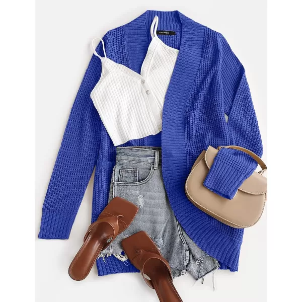 imageZESICA Womens 2023 Fall Winter Long Sleeve Open Front Casual Lightweight Soft Knit Cardigan Sweater OuterwearBlue