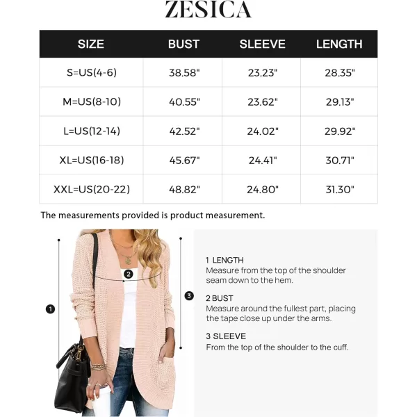 imageZESICA Womens 2023 Fall Winter Long Sleeve Open Front Casual Lightweight Soft Knit Cardigan Sweater OuterwearBlush