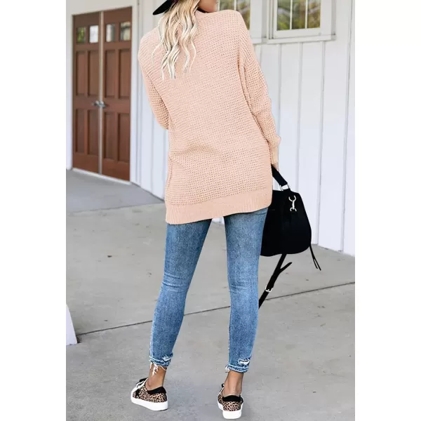 imageZESICA Womens 2023 Fall Winter Long Sleeve Open Front Casual Lightweight Soft Knit Cardigan Sweater OuterwearBlush