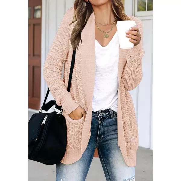 imageZESICA Womens 2023 Fall Winter Long Sleeve Open Front Casual Lightweight Soft Knit Cardigan Sweater OuterwearBlush