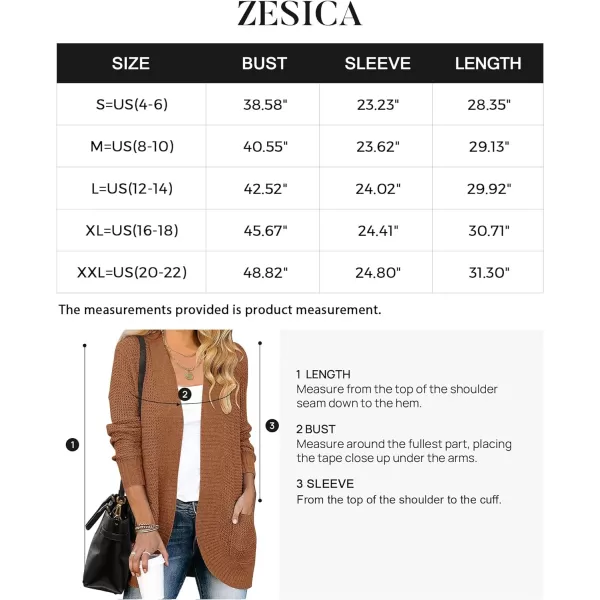 imageZESICA Womens 2023 Fall Winter Long Sleeve Open Front Casual Lightweight Soft Knit Cardigan Sweater OuterwearBrown