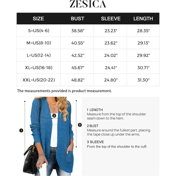 imageZESICA Womens 2023 Fall Winter Long Sleeve Open Front Casual Lightweight Soft Knit Cardigan Sweater OuterwearCobaltblue