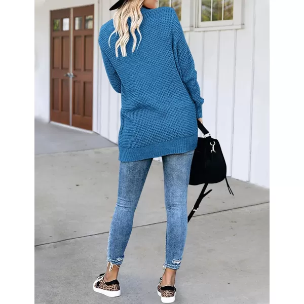imageZESICA Womens 2023 Fall Winter Long Sleeve Open Front Casual Lightweight Soft Knit Cardigan Sweater OuterwearCobaltblue