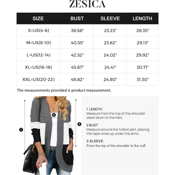 imageZESICA Womens 2023 Fall Winter Long Sleeve Open Front Casual Lightweight Soft Knit Cardigan Sweater OuterwearContrastblack