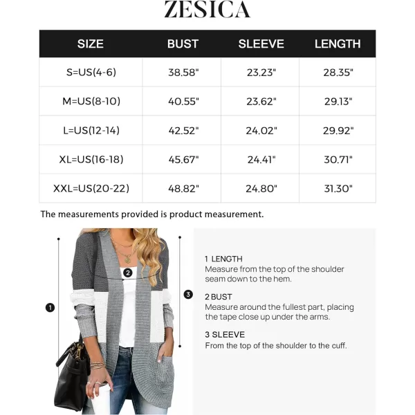 imageZESICA Womens 2023 Fall Winter Long Sleeve Open Front Casual Lightweight Soft Knit Cardigan Sweater OuterwearContrastgrey