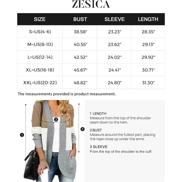imageZESICA Womens 2023 Fall Winter Long Sleeve Open Front Casual Lightweight Soft Knit Cardigan Sweater OuterwearContrastkhaki
