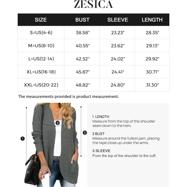 imageZESICA Womens 2023 Fall Winter Long Sleeve Open Front Casual Lightweight Soft Knit Cardigan Sweater OuterwearDarkgrey