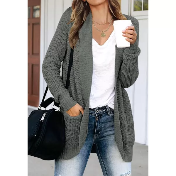 imageZESICA Womens 2023 Fall Winter Long Sleeve Open Front Casual Lightweight Soft Knit Cardigan Sweater OuterwearDarkgrey