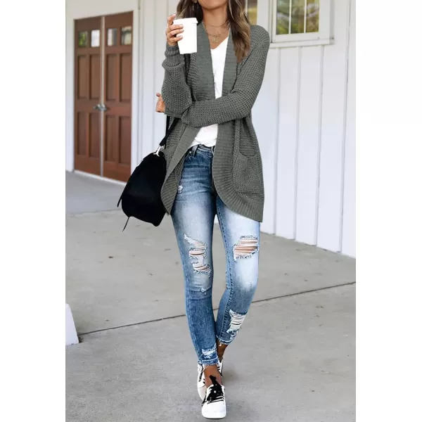 imageZESICA Womens 2023 Fall Winter Long Sleeve Open Front Casual Lightweight Soft Knit Cardigan Sweater OuterwearDarkgrey