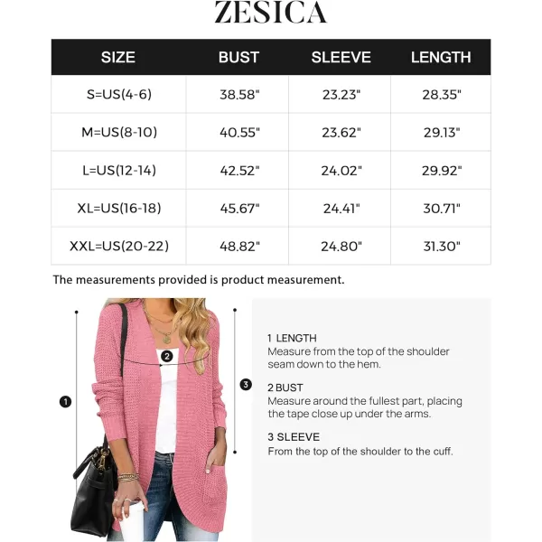 imageZESICA Womens 2023 Fall Winter Long Sleeve Open Front Casual Lightweight Soft Knit Cardigan Sweater OuterwearDarkpink