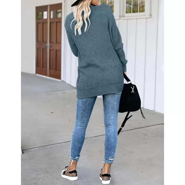 imageZESICA Womens 2023 Fall Winter Long Sleeve Open Front Casual Lightweight Soft Knit Cardigan Sweater OuterwearDustyblue