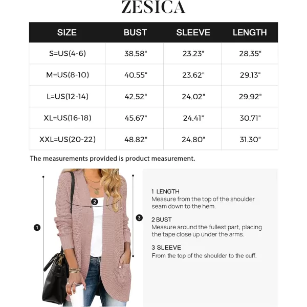 imageZESICA Womens 2023 Fall Winter Long Sleeve Open Front Casual Lightweight Soft Knit Cardigan Sweater OuterwearDustypink