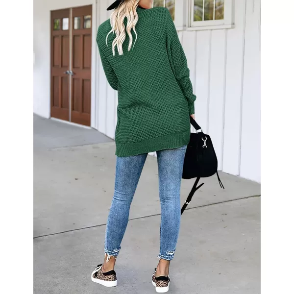 imageZESICA Womens 2023 Fall Winter Long Sleeve Open Front Casual Lightweight Soft Knit Cardigan Sweater OuterwearForestgreen