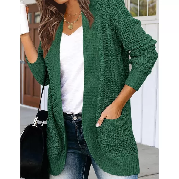 imageZESICA Womens 2023 Fall Winter Long Sleeve Open Front Casual Lightweight Soft Knit Cardigan Sweater OuterwearForestgreen