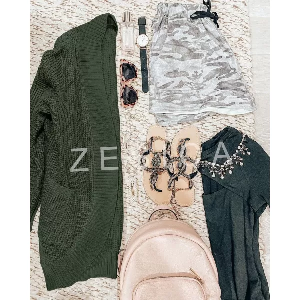 imageZESICA Womens 2023 Fall Winter Long Sleeve Open Front Casual Lightweight Soft Knit Cardigan Sweater OuterwearGreen