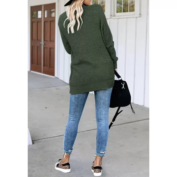 imageZESICA Womens 2023 Fall Winter Long Sleeve Open Front Casual Lightweight Soft Knit Cardigan Sweater OuterwearGreen