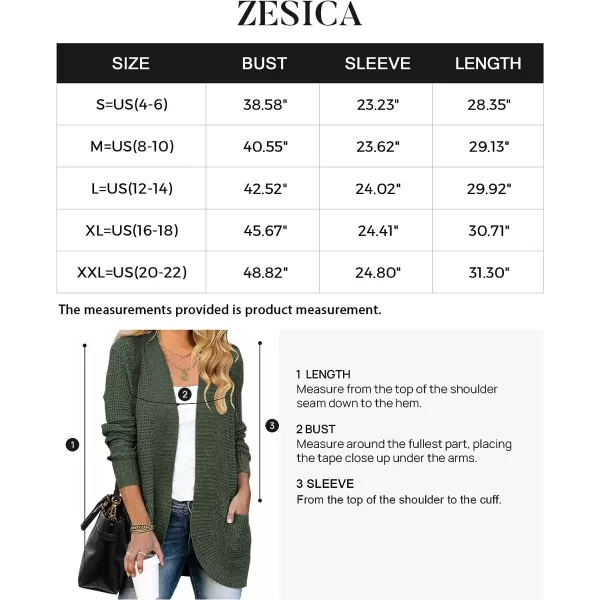 imageZESICA Womens 2023 Fall Winter Long Sleeve Open Front Casual Lightweight Soft Knit Cardigan Sweater OuterwearGreen