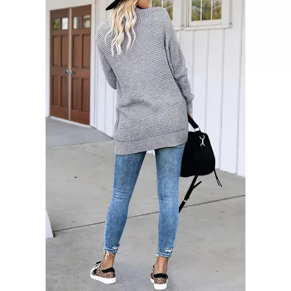 imageZESICA Womens 2023 Fall Winter Long Sleeve Open Front Casual Lightweight Soft Knit Cardigan Sweater OuterwearGrey