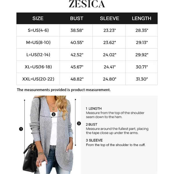 imageZESICA Womens 2023 Fall Winter Long Sleeve Open Front Casual Lightweight Soft Knit Cardigan Sweater OuterwearGrey