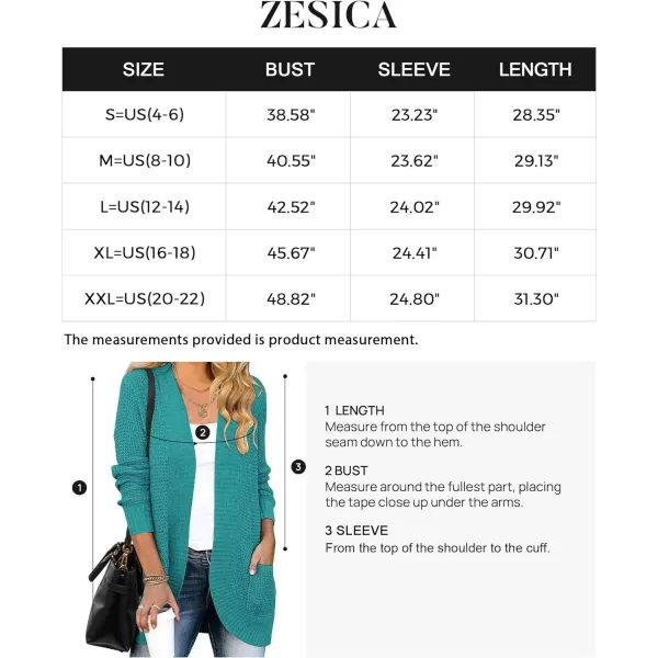 imageZESICA Womens 2023 Fall Winter Long Sleeve Open Front Casual Lightweight Soft Knit Cardigan Sweater OuterwearLakegreen