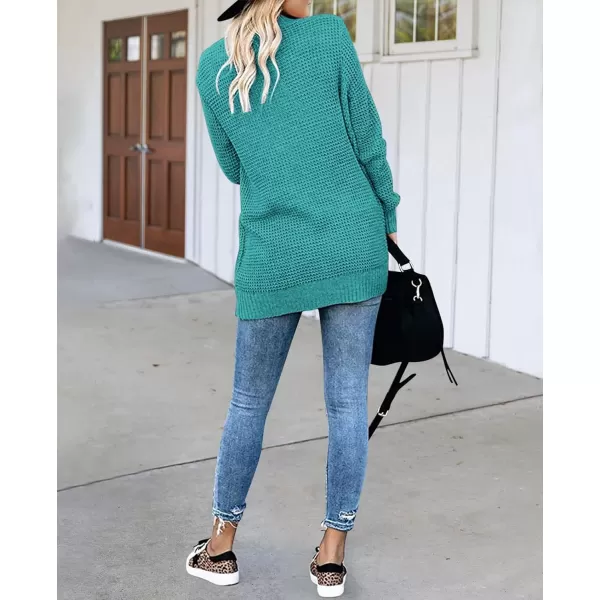 imageZESICA Womens 2023 Fall Winter Long Sleeve Open Front Casual Lightweight Soft Knit Cardigan Sweater OuterwearLakegreen
