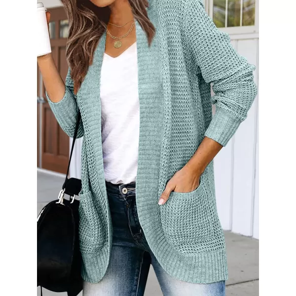 imageZESICA Womens 2023 Fall Winter Long Sleeve Open Front Casual Lightweight Soft Knit Cardigan Sweater OuterwearMint