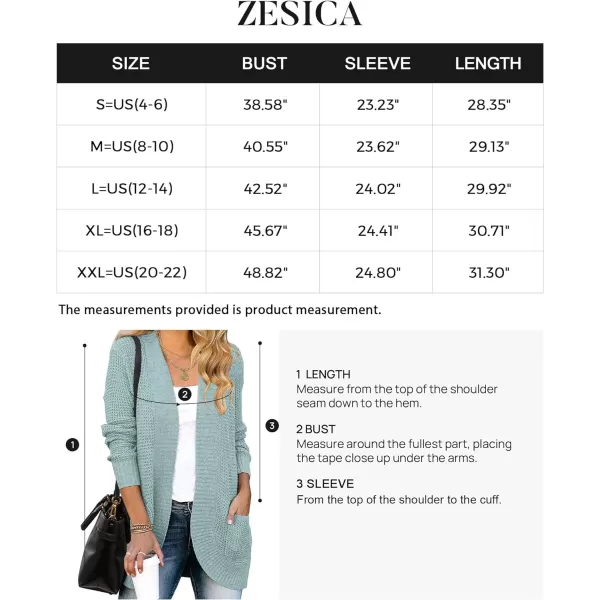 imageZESICA Womens 2023 Fall Winter Long Sleeve Open Front Casual Lightweight Soft Knit Cardigan Sweater OuterwearMint