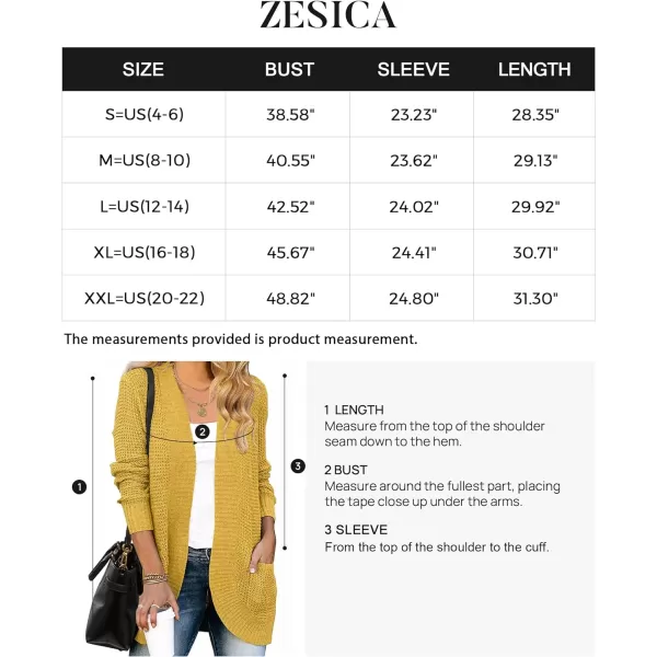 imageZESICA Womens 2023 Fall Winter Long Sleeve Open Front Casual Lightweight Soft Knit Cardigan Sweater OuterwearMustard
