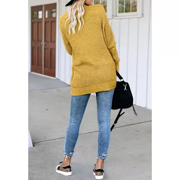 imageZESICA Womens 2023 Fall Winter Long Sleeve Open Front Casual Lightweight Soft Knit Cardigan Sweater OuterwearMustard