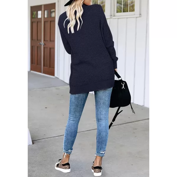 imageZESICA Womens 2023 Fall Winter Long Sleeve Open Front Casual Lightweight Soft Knit Cardigan Sweater OuterwearNavy