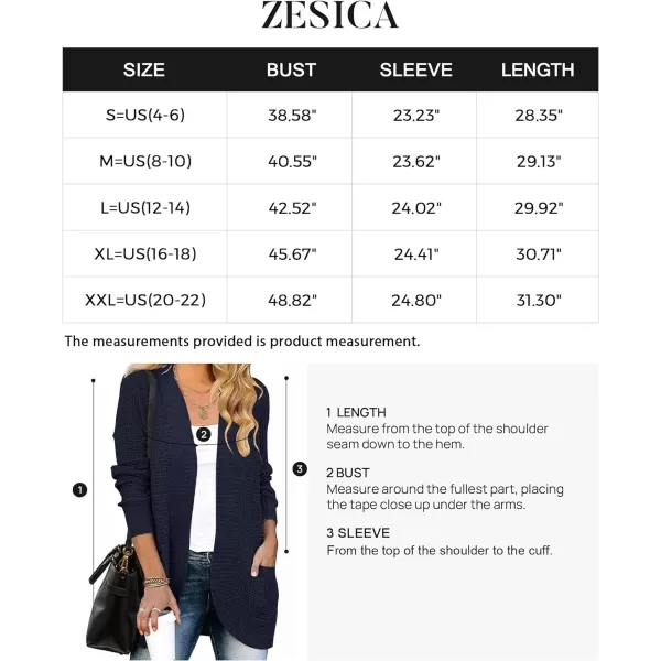 imageZESICA Womens 2023 Fall Winter Long Sleeve Open Front Casual Lightweight Soft Knit Cardigan Sweater OuterwearNavy