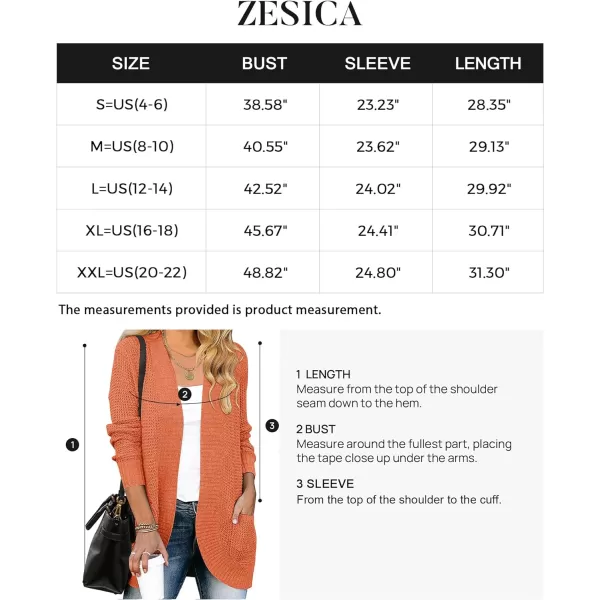imageZESICA Womens 2023 Fall Winter Long Sleeve Open Front Casual Lightweight Soft Knit Cardigan Sweater OuterwearOrange