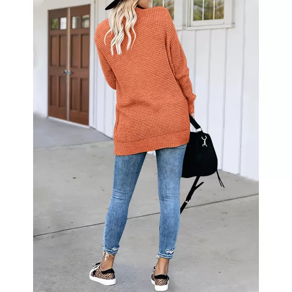 imageZESICA Womens 2023 Fall Winter Long Sleeve Open Front Casual Lightweight Soft Knit Cardigan Sweater OuterwearOrange